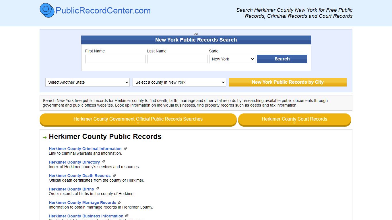Herkimer County New York Free Public Records - Court Records - Criminal ...